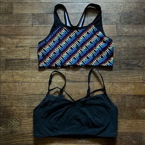 PINK Victoria's Secret Black and Colorful Logo Sports Bras